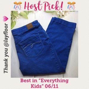 Justice Girl Blue Cuffed Cropped Jeans EUC 12 Plus